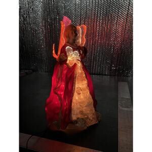 Christmas Angel TreeTopper RedVelvetDress Electric Works!Vintage! Color Change